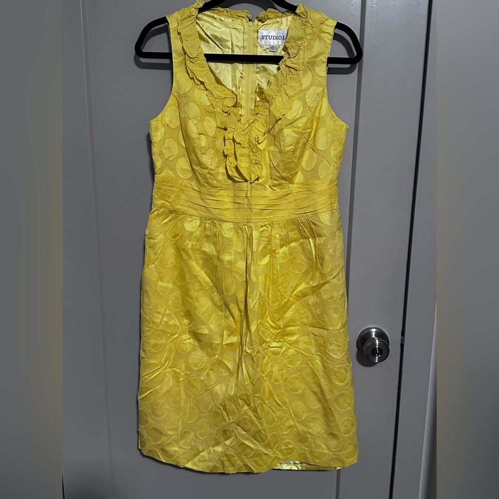 *Studio I Yellow Textured Mini Dress